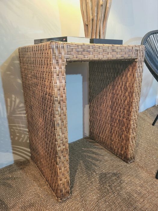 2 mesas, apoio, cabeceira, consola, rattan, verga, rustico