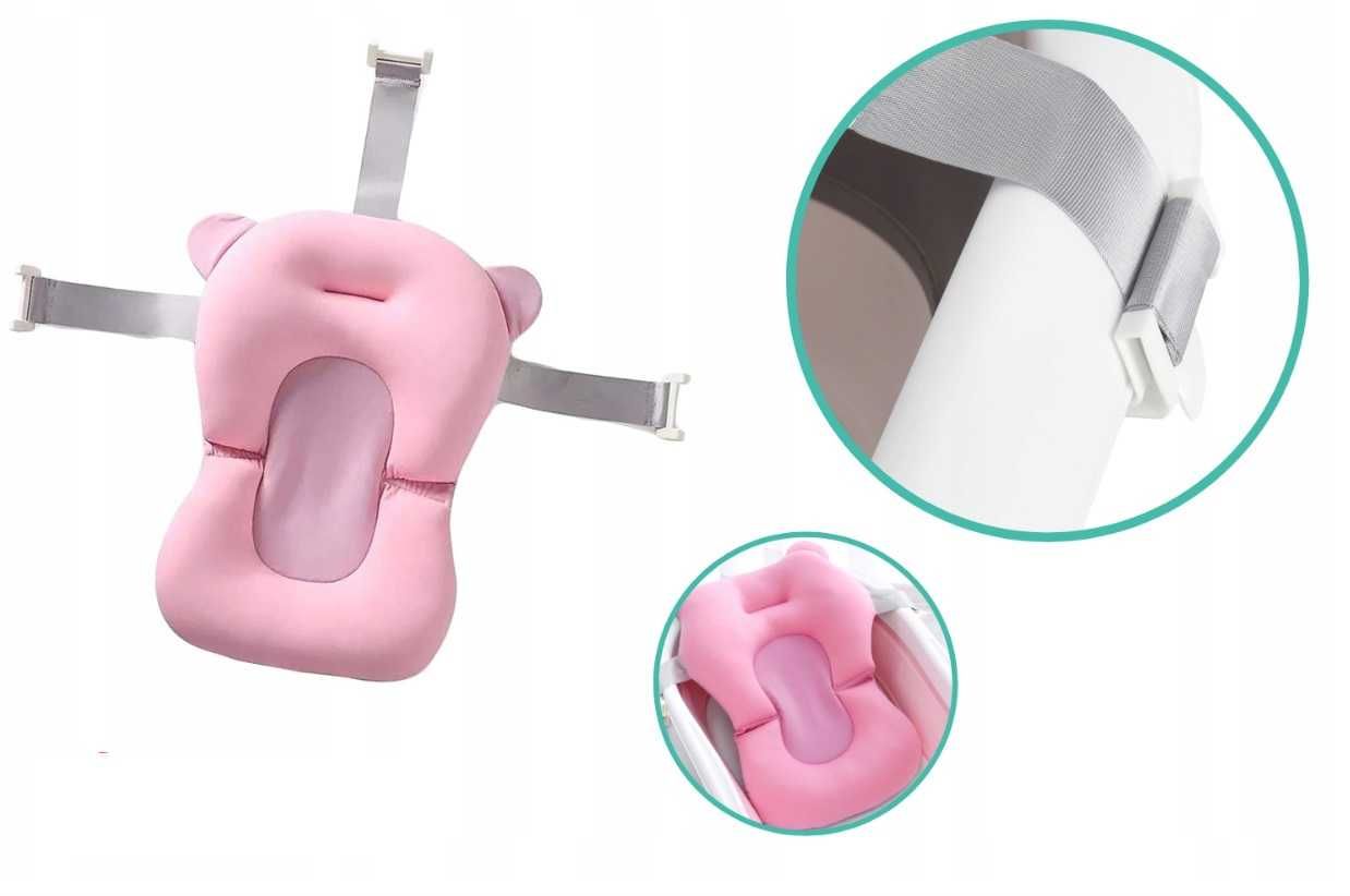Wanienka składana z termometrem i stelażem + poduszka BATH & CARE Pink