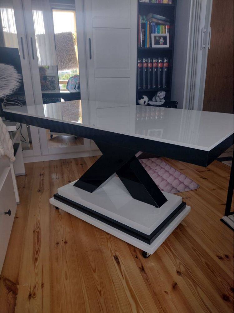 Ława 120x60 biało-czarna