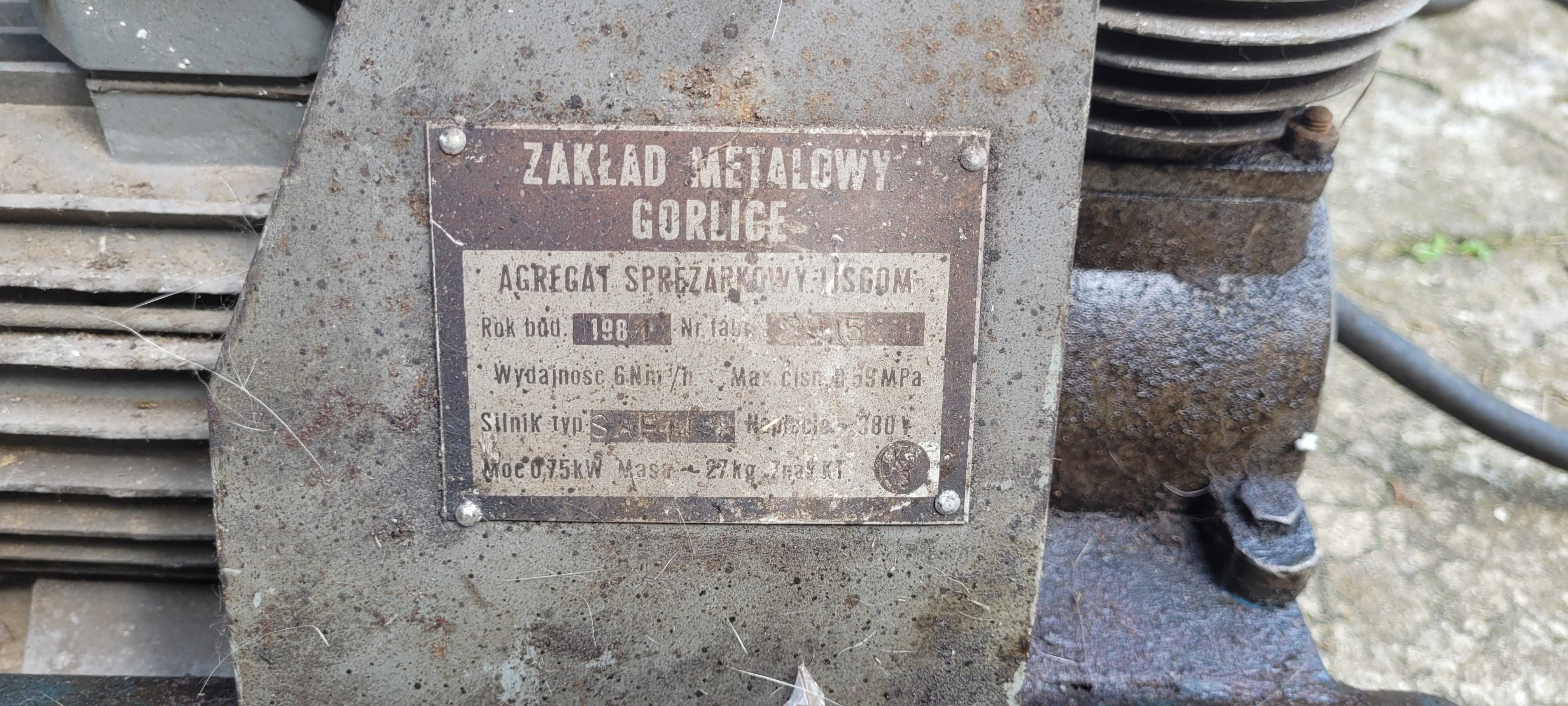 Kompresor Zakład Metalowy Gorlice 0.75 kw. 380v Sprawny.