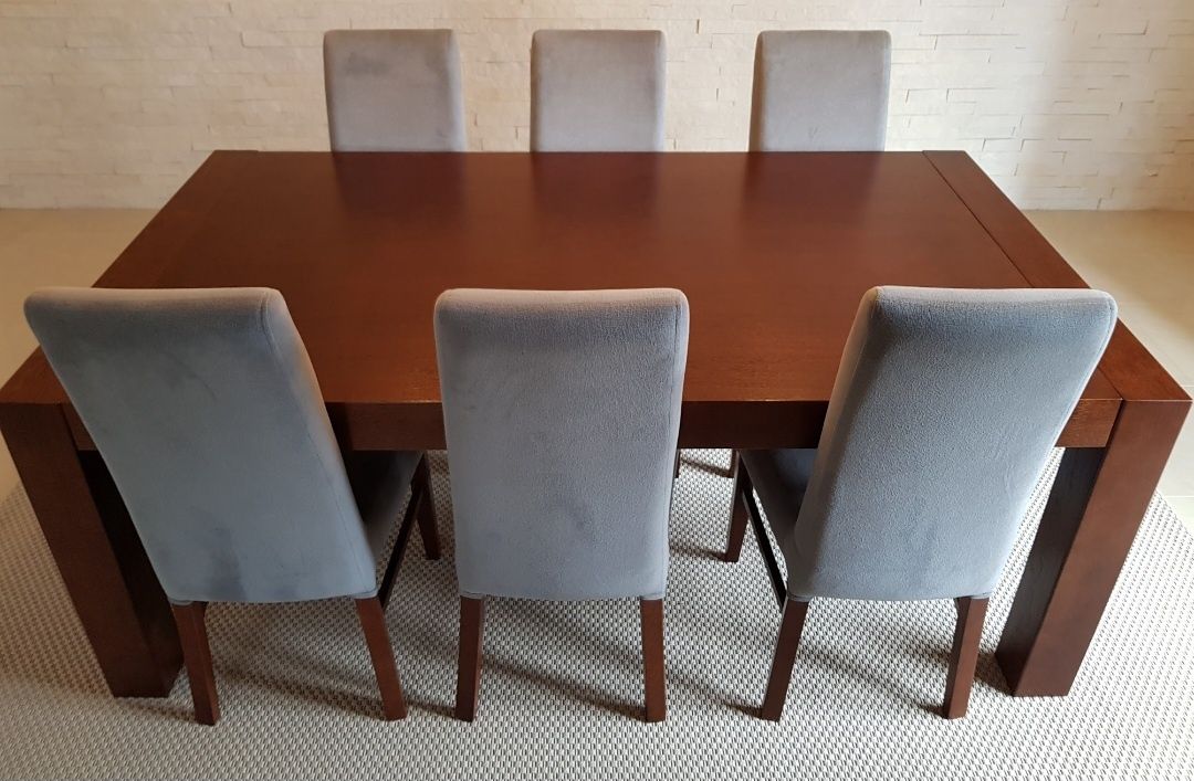 Krzesła drewniane welurowe komplet 6 sztuk