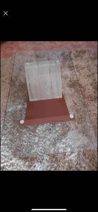 Mesa de centro em cerejeira e mármore