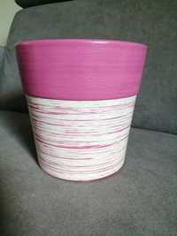 Donica osłonka ceramiczna różowa sr. 14 cm