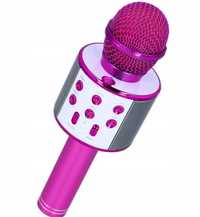 Różowy mikrofon bluetooth głośnik karaoke