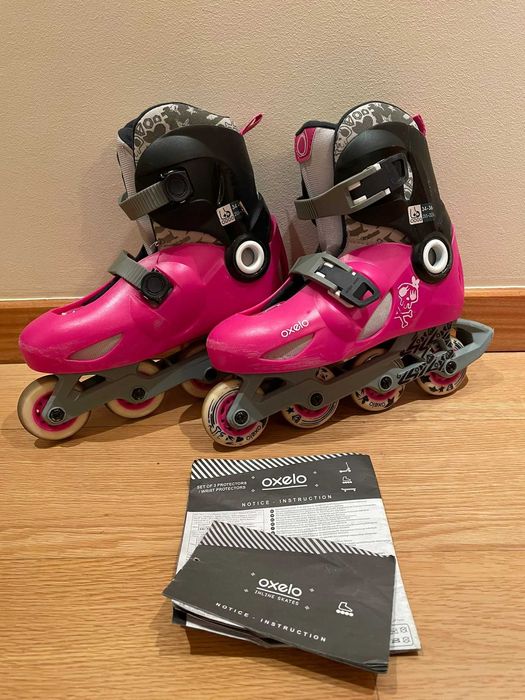 Conjunto patins em linha com saco e capacete Oxelo- 34/ 36