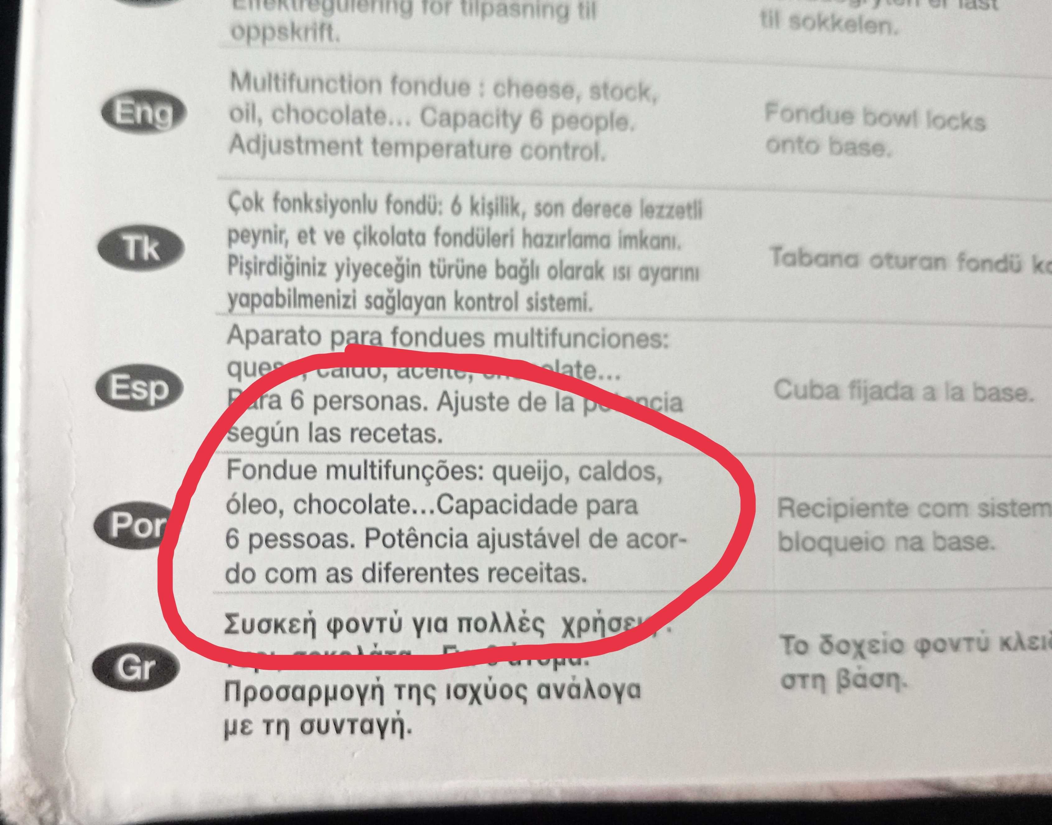 Fondue tefal elétrica