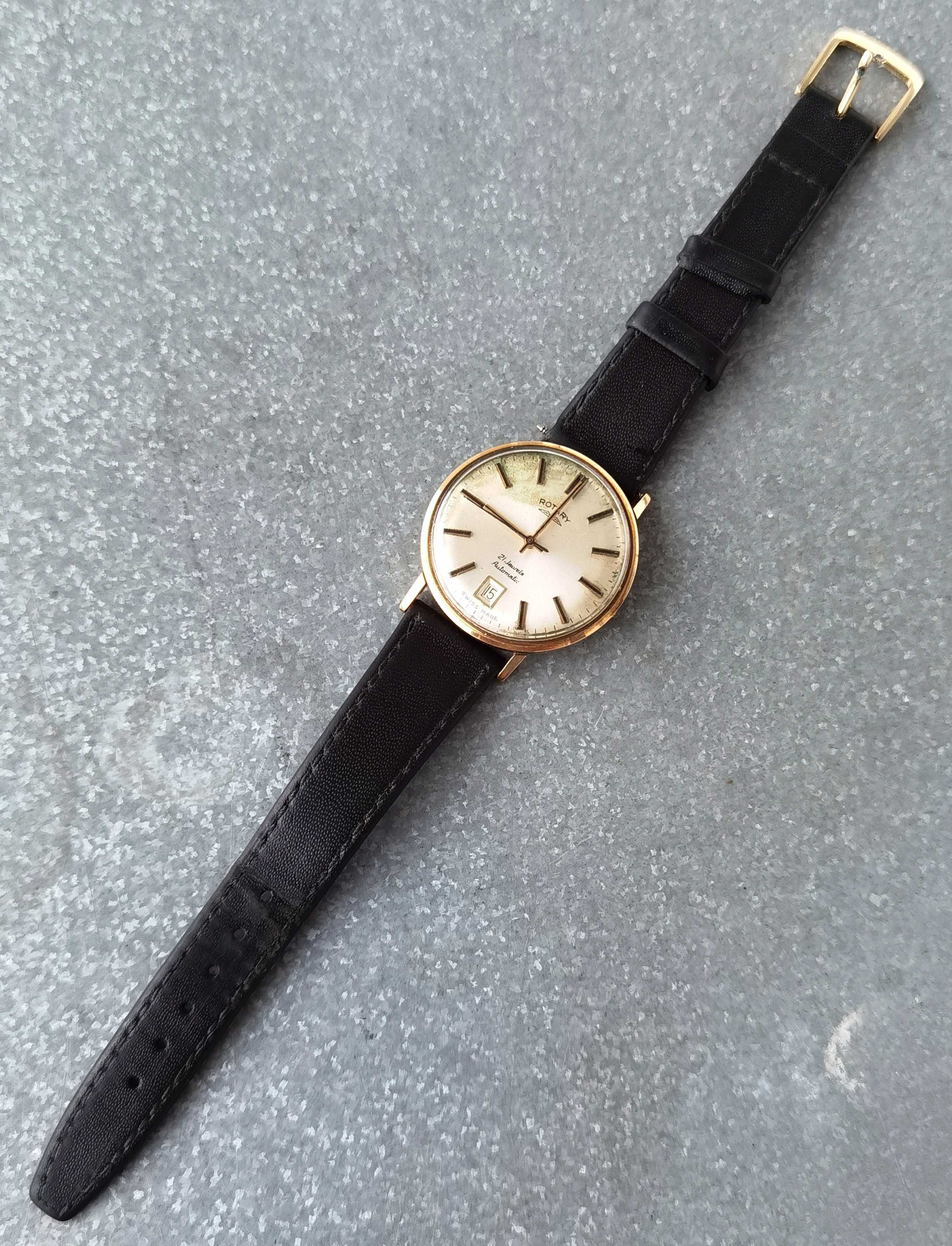 Złoty Zegarek Rotary Automatic 21 Jewels Swiss Made lata 60te złoto375