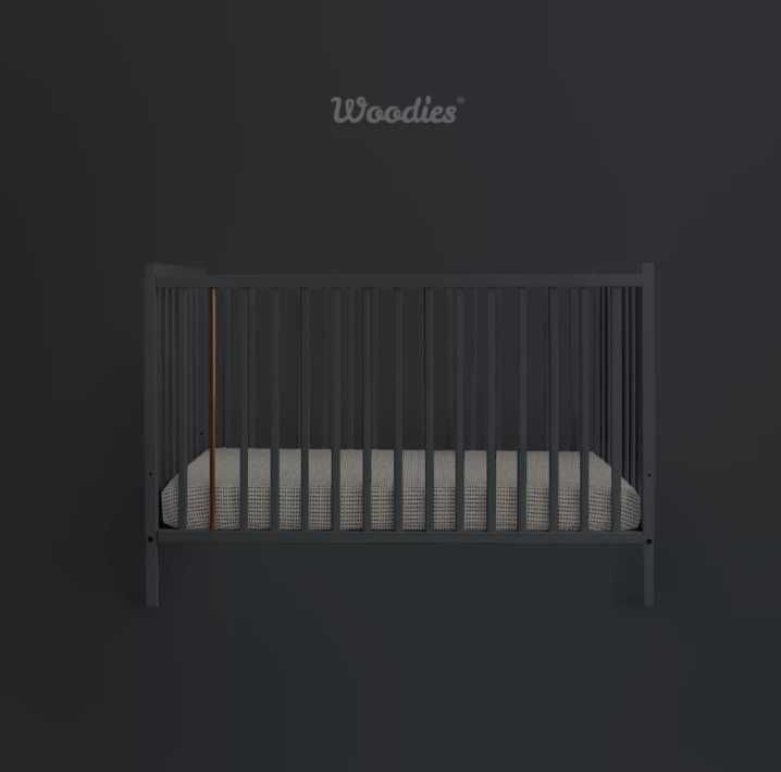 OFERTA! Woodies Łóżeczko niemowlęce Stardust Cot 120×60 Craft antracyt