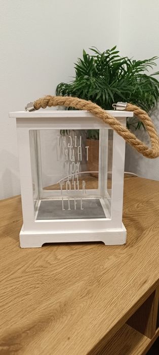 Білий дерев'яний декоративний ліхтар підсвічник фонарь jusk юск