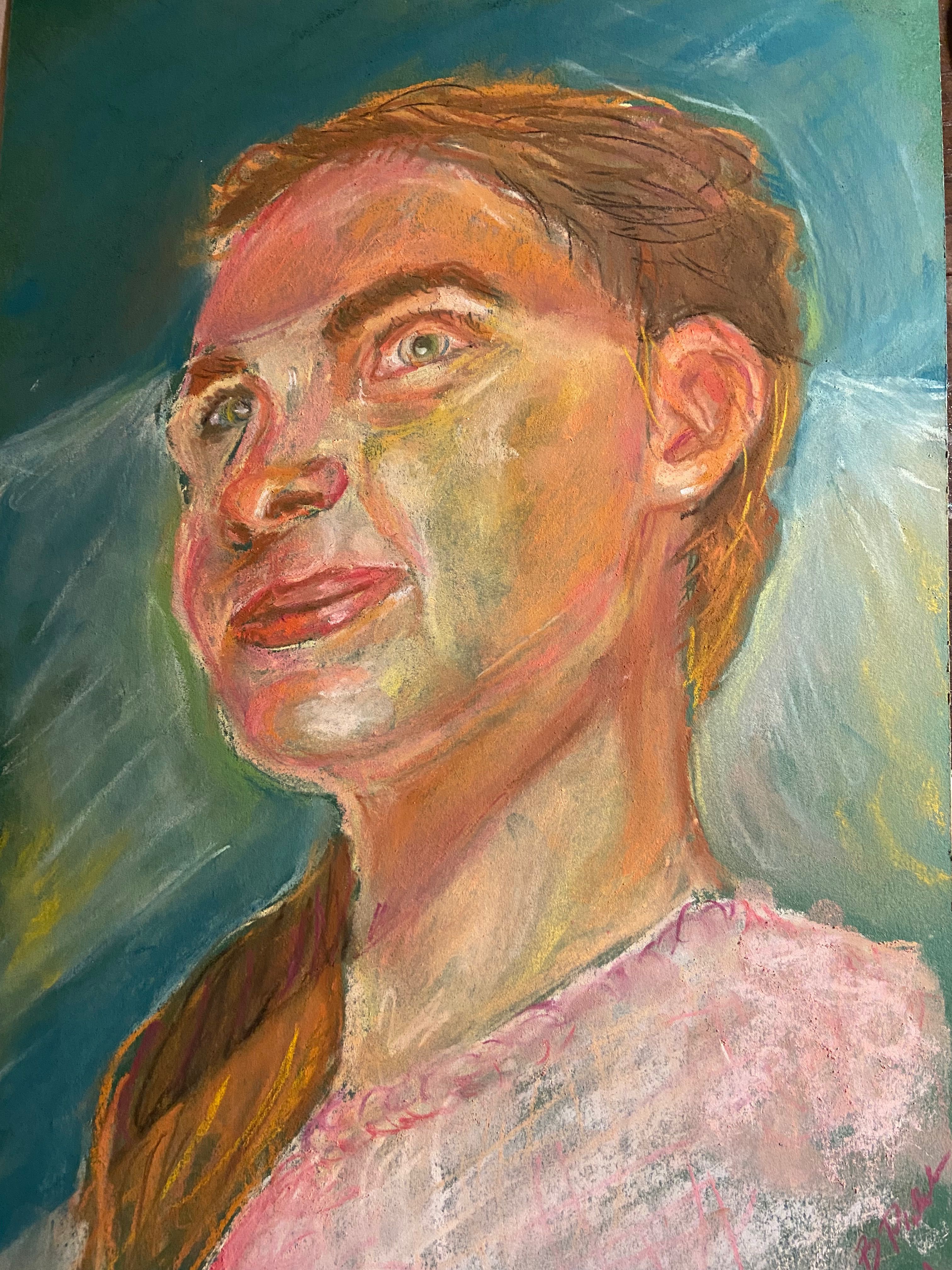 Portret ręcznie malowany pastelami suchymi