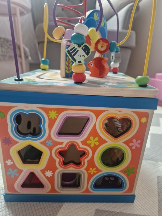 Montessori kostka edukacyjna manipulacyjna sorter alfabet labirynt