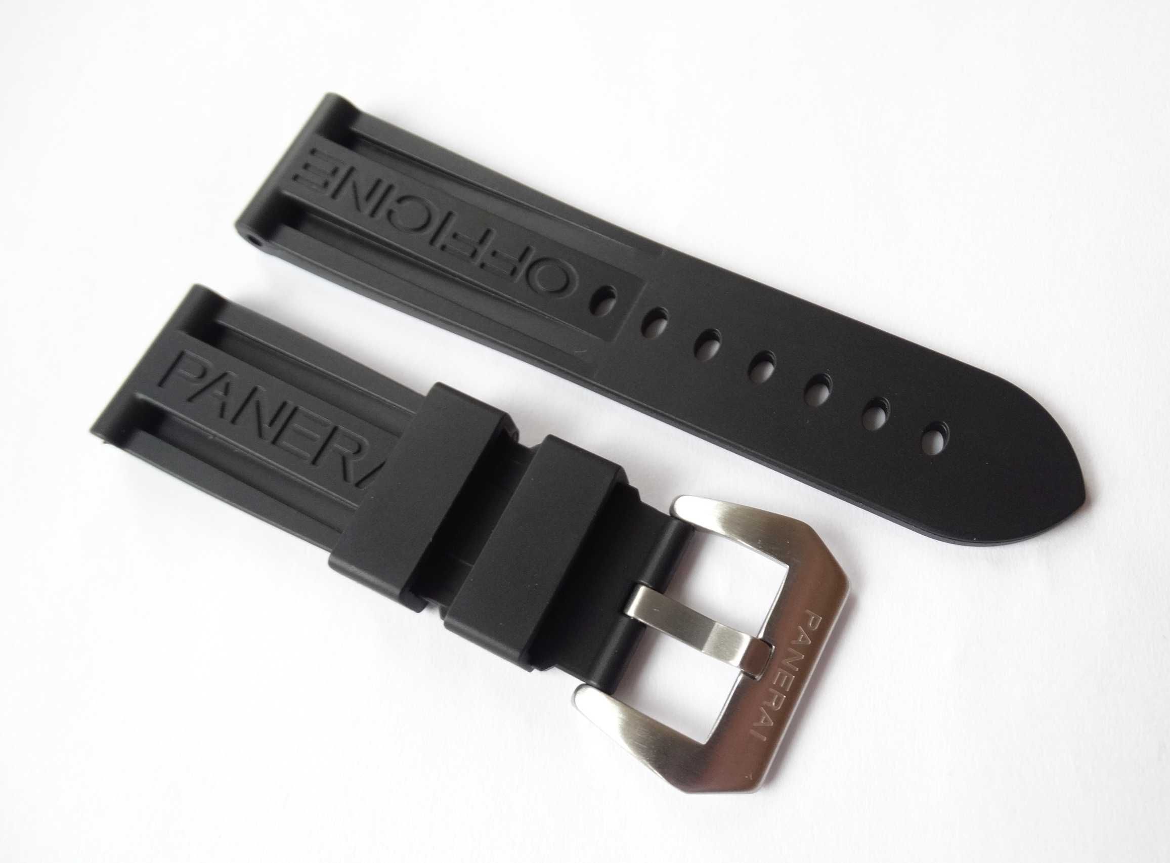 Gumowy pasek do zegarka PAM Panerai 24mm zielony czarny klamra pre-v