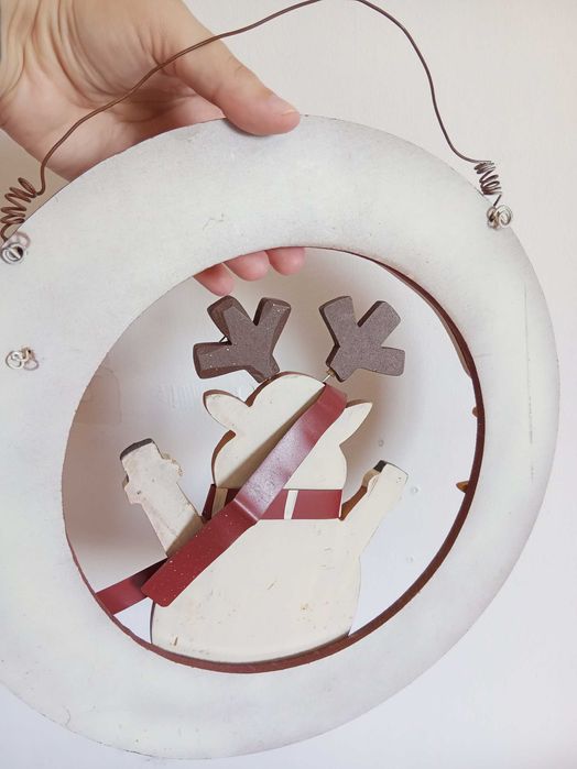 Sinal 31cm madeira para pendurar porta WELCOME Rena