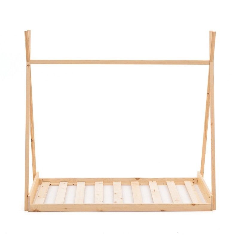 Cama cabaña, 75 x 150,5 x 138 cm, de madera de pino en natural