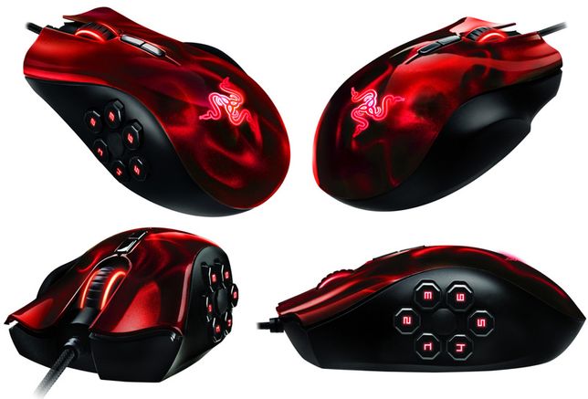 Редкая и красивая геймерская игровая мышка Razer Naga Hex Moba Red