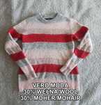 Cienki pastelowy sweter w paski vero moda moher wełna