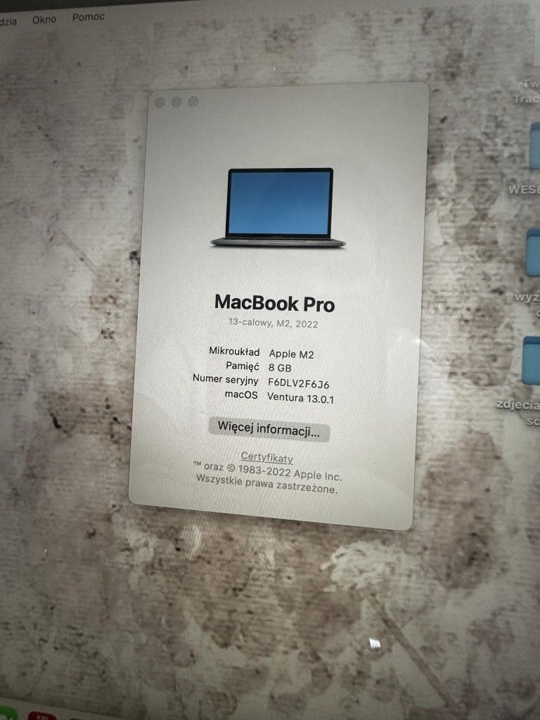 MacBook Pro M2 13,3 2022 8Gb +gwarancja
