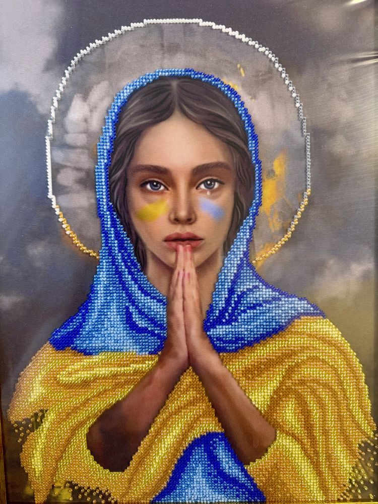 Картина з бісеру/ікона/картина «молимось за Україну «