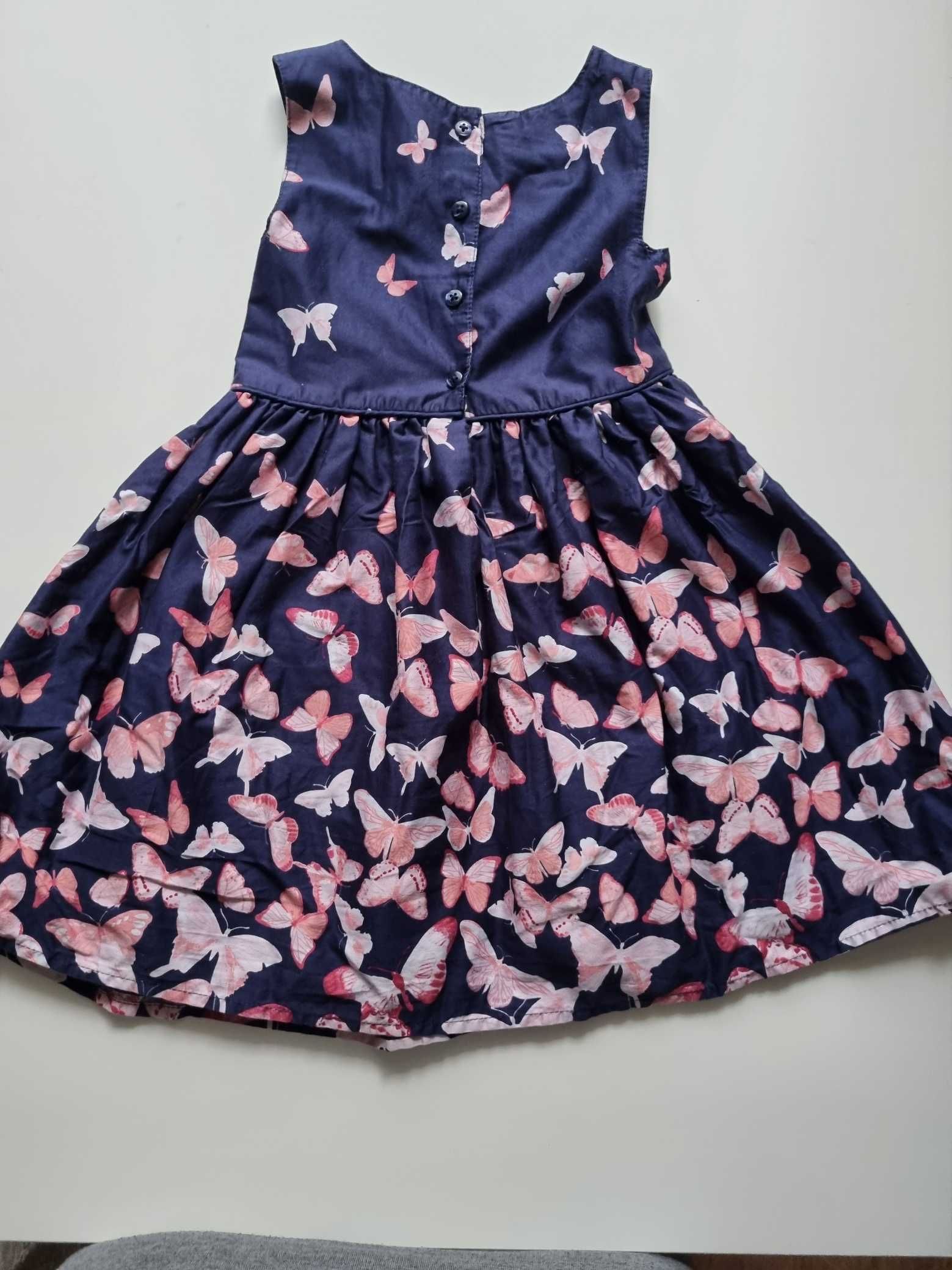 Piękna, elegancka sukienka w motyle, na impreze, komunie  - r. 104
