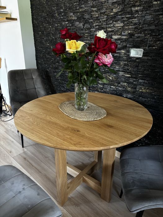 Okrągły stół drewniany dębowy