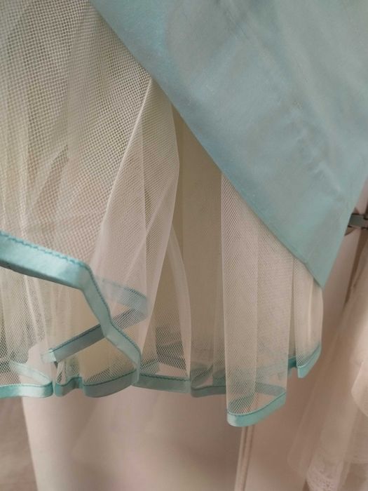 Vestido verde água 100% seda