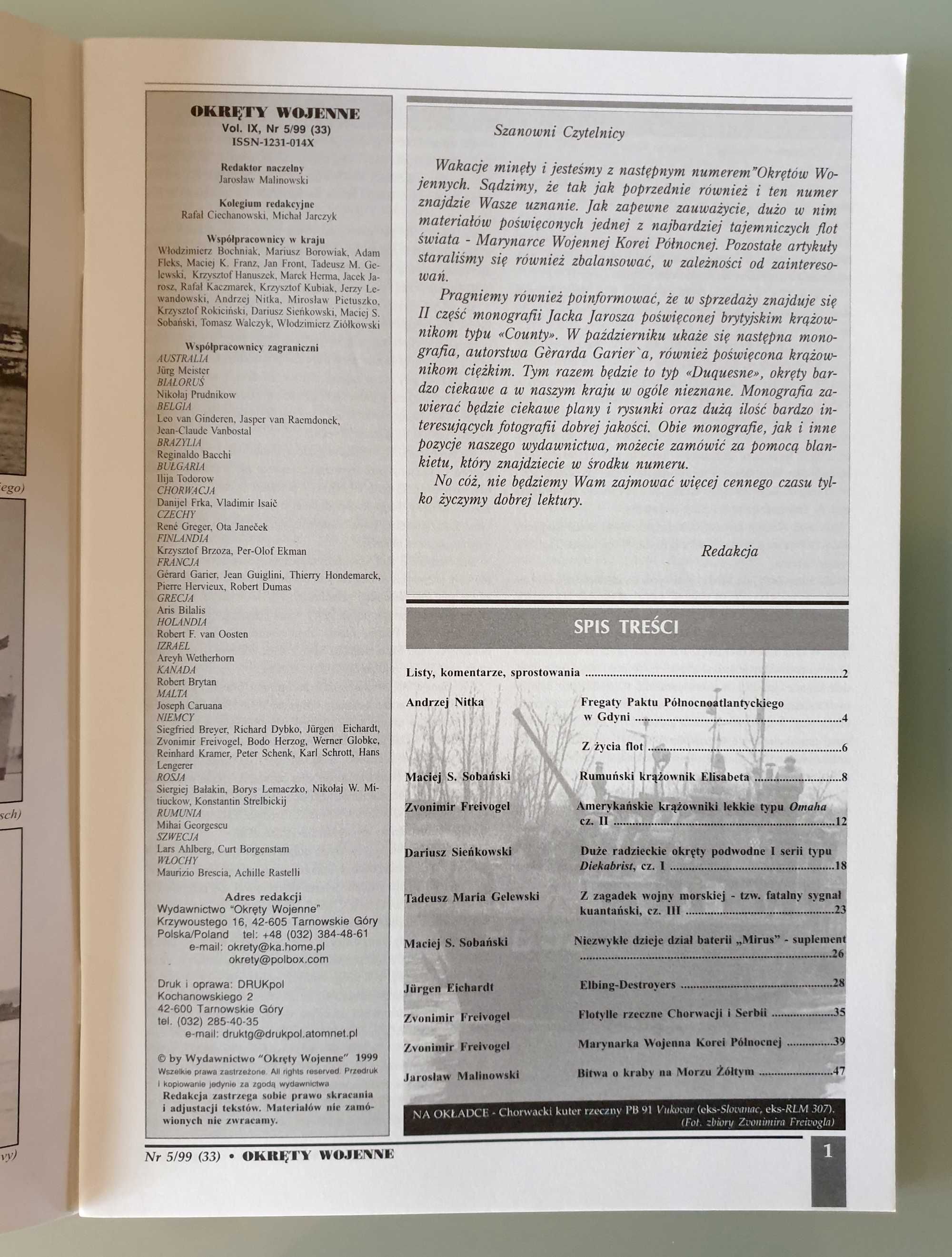 Magazyn "Okręty Wojenne" nr 5 (33) i 6 (34) z roku 1999