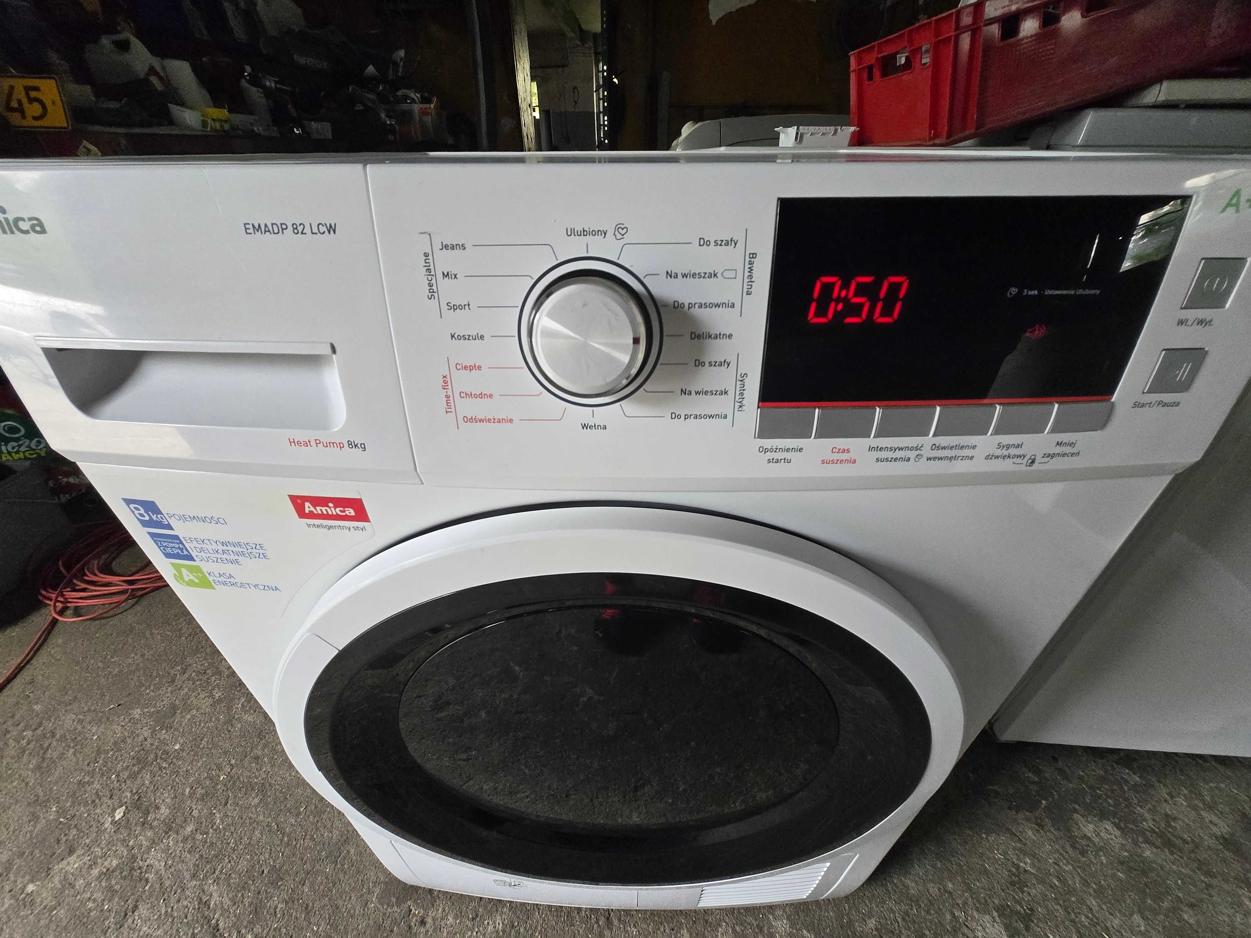 Suszarka Amica z pompą ciepła.8kg.A 3+.LCD.PL.Super stan.Gwar.
