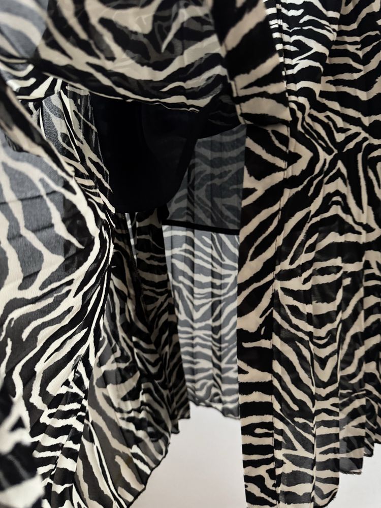 Spódnica midi plisowana plisy zwierzęcy wzór animal zebra zeberka koła