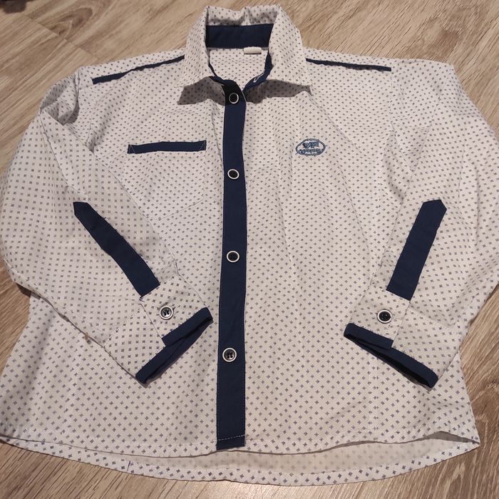 Koszula biała 116 spodnie, Elegancki komplet