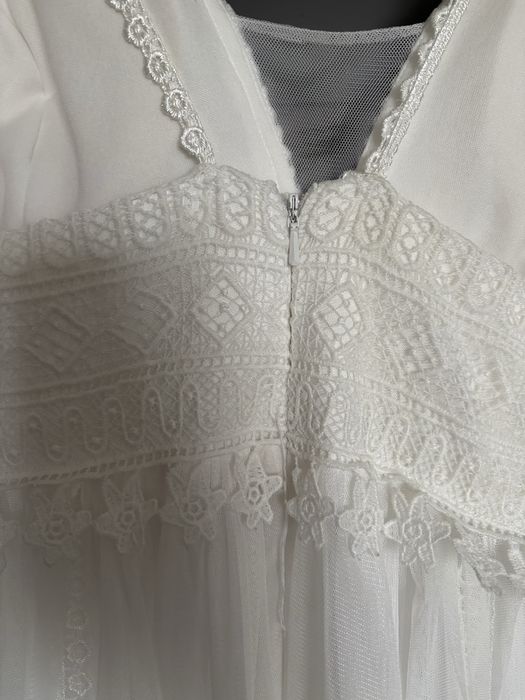 Suknia ślubna boho, tiul, ramiączka, złamana biel (ivory)