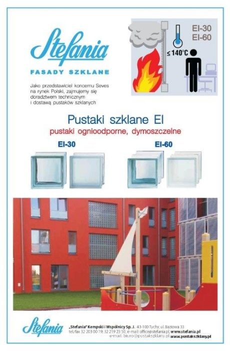 Pustak szklany EI30 ognioodporny luksfer