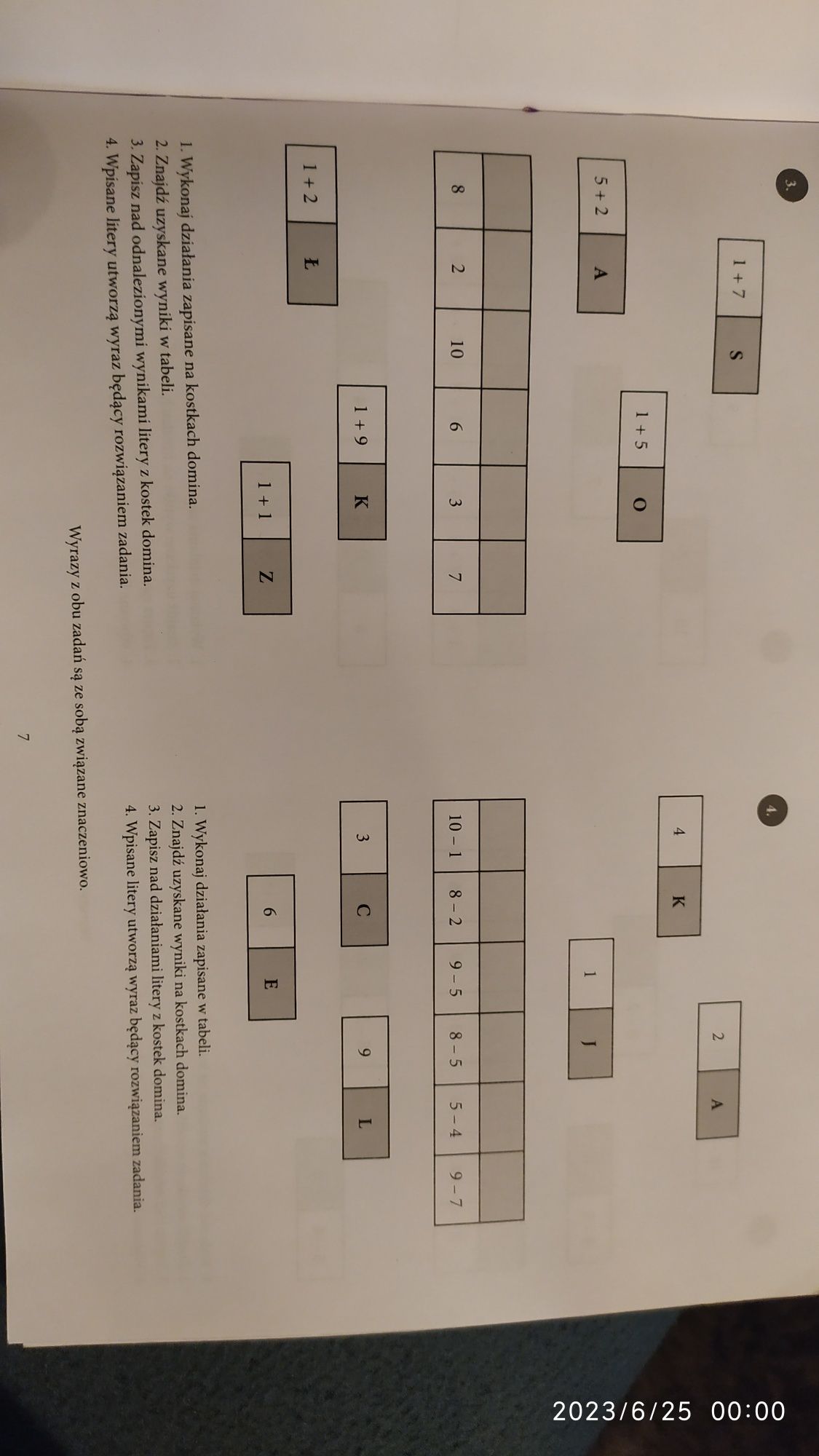 253. Dodawanie i odejmowanie w zakresie 10 Słupek ćwiczenia matematyka