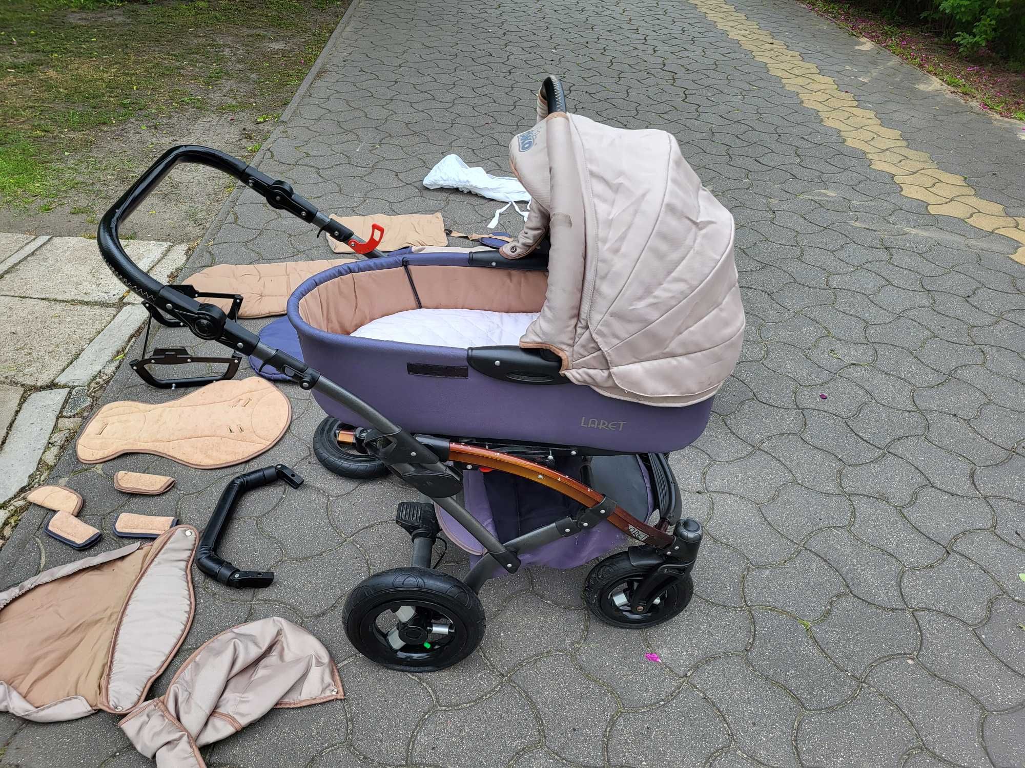 Wózek tako Laret Gray 3w1 gondola spacerówka pokrowce materac poduszki