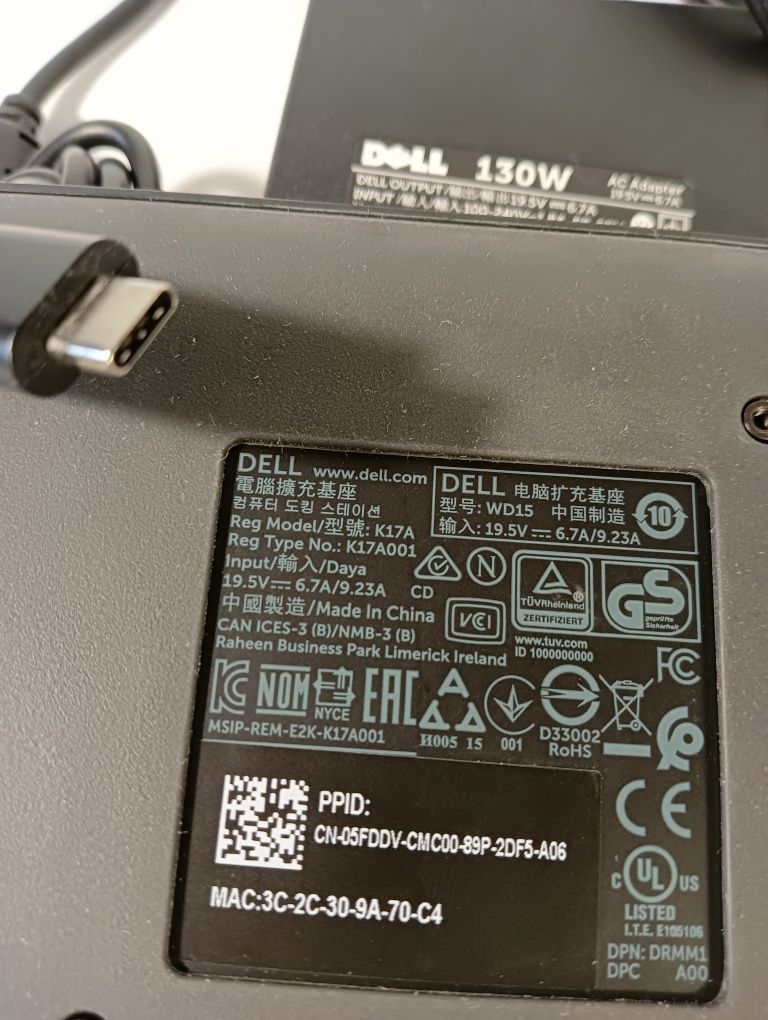 Stacja zasilacz 130 W 19,5V dokująca Dell laptopy smartfony monitory