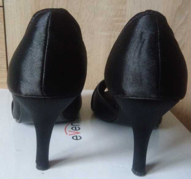 Buty Szpilki Z Odkrytymi Palcami Pin Up Kokardki Czarne r. 40