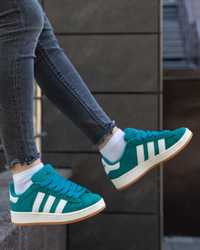 Кроссовки женские Адидас кампус зеленые Adidas Campus Dark Green White