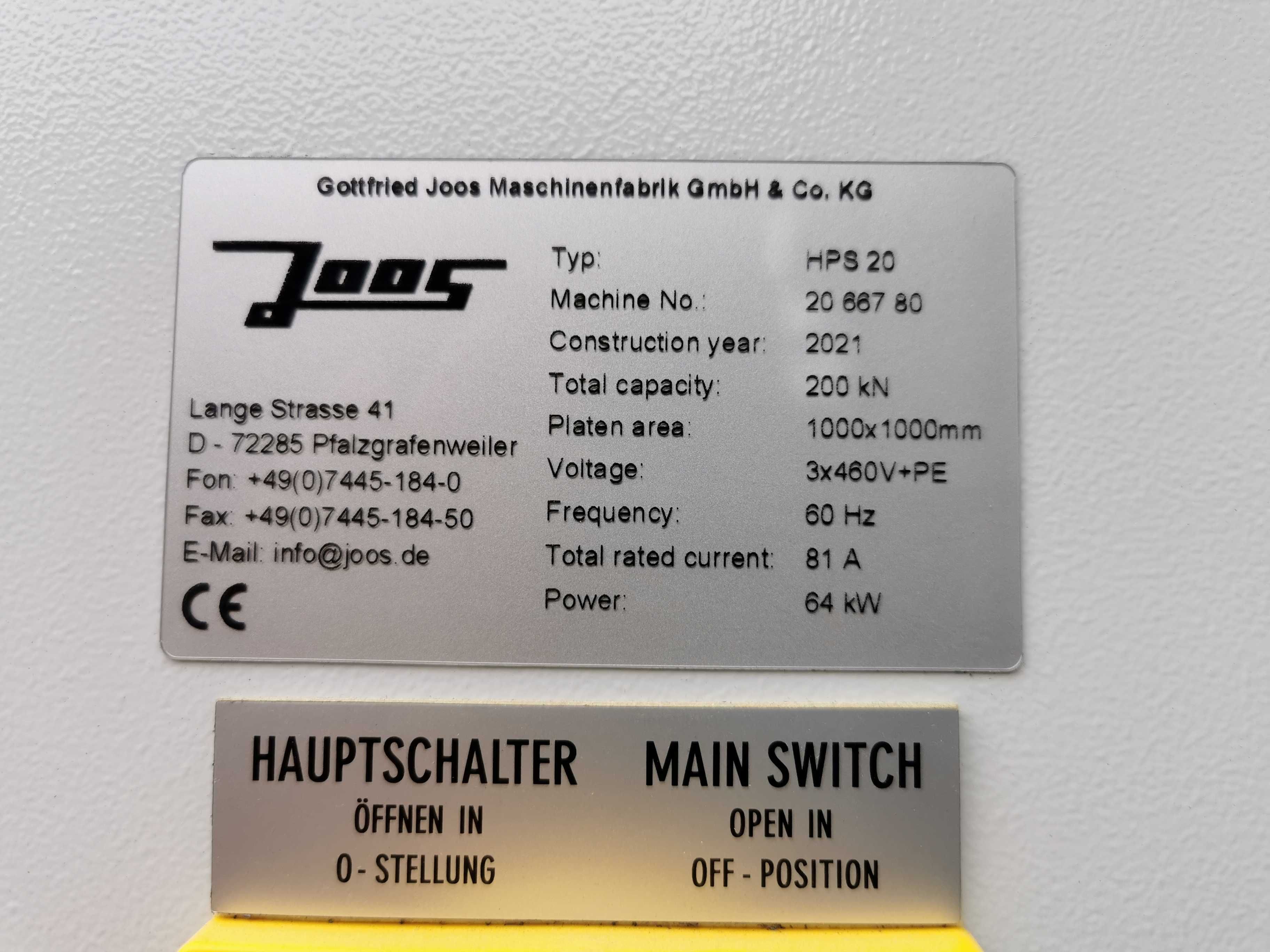 Prasa do forniru JOOS , hydrauliczna , elektryczna NOWA