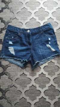 Krótkie spodenki szorty jeans Next z przetarciami jak nowe