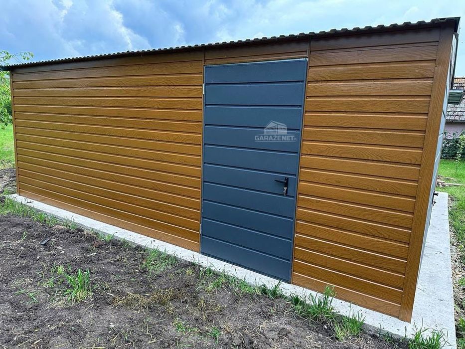 GARAŻ BLASZANY 6m x 6m 2x Brama Drzwi 2x Okno Drewnopodobny 6X6 GB287