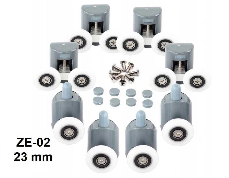 Komplet 8 szt rolek do kabiny prysznicowej - kółka rolki 23 mm ZE-02