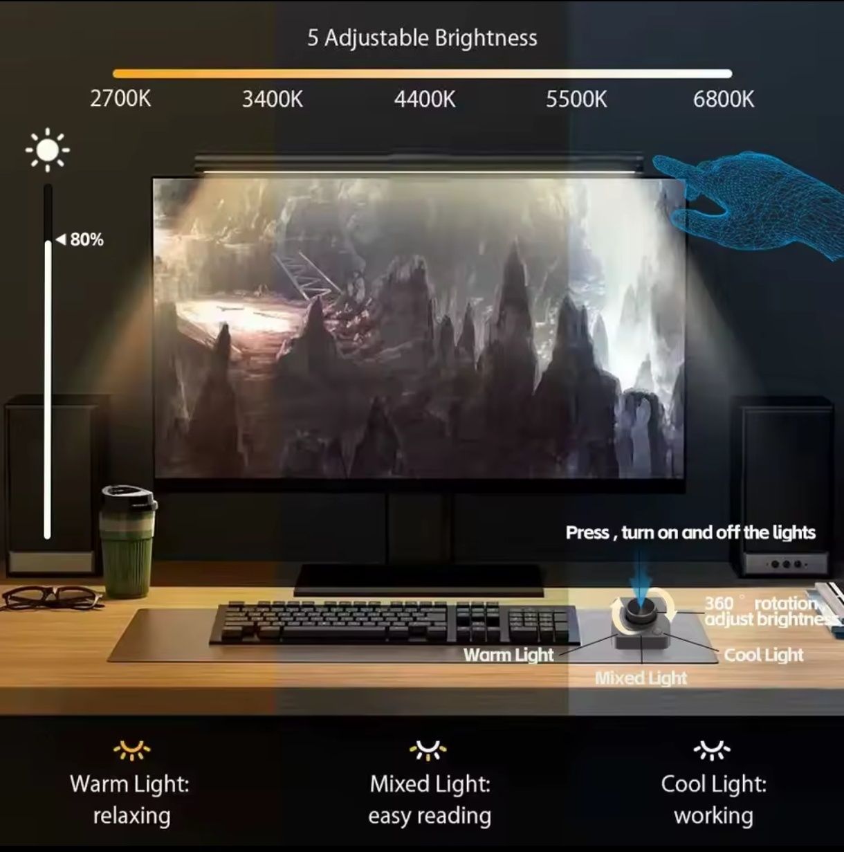 Lampa biurkowa z montażem na monitor