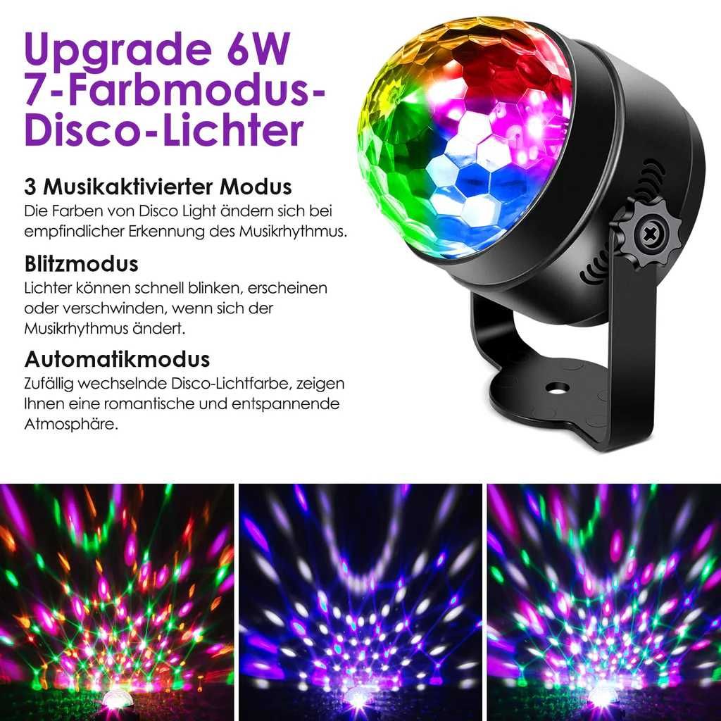 2 x kula dyskotekowa LED 6W USB 7 kolorów PILOT oświetlenie