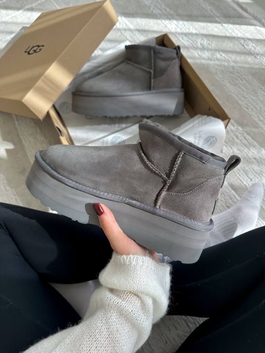UGG ultra mini platform grey / Зимові угги ультра міні на платформі
