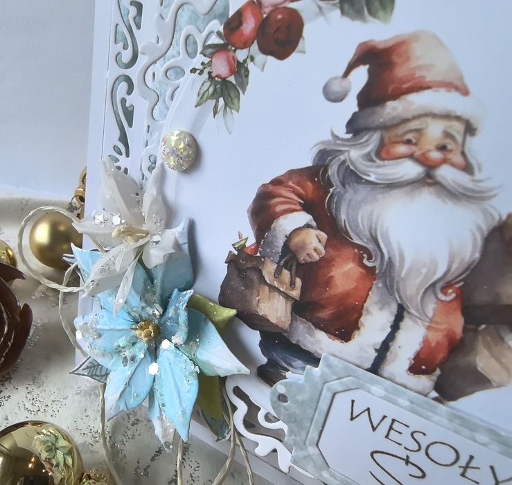 Kartka bożonarodzeniowa wykonana ręcznie w pudełku