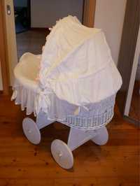 Kołyska niemowlęca duża drewniana wózek łóżeczko