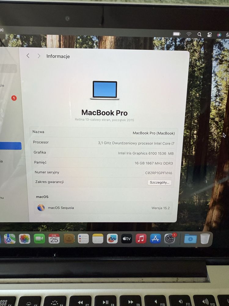 Macbook Pro 13 2015 i7 16/256GB /Sequoia 15.2