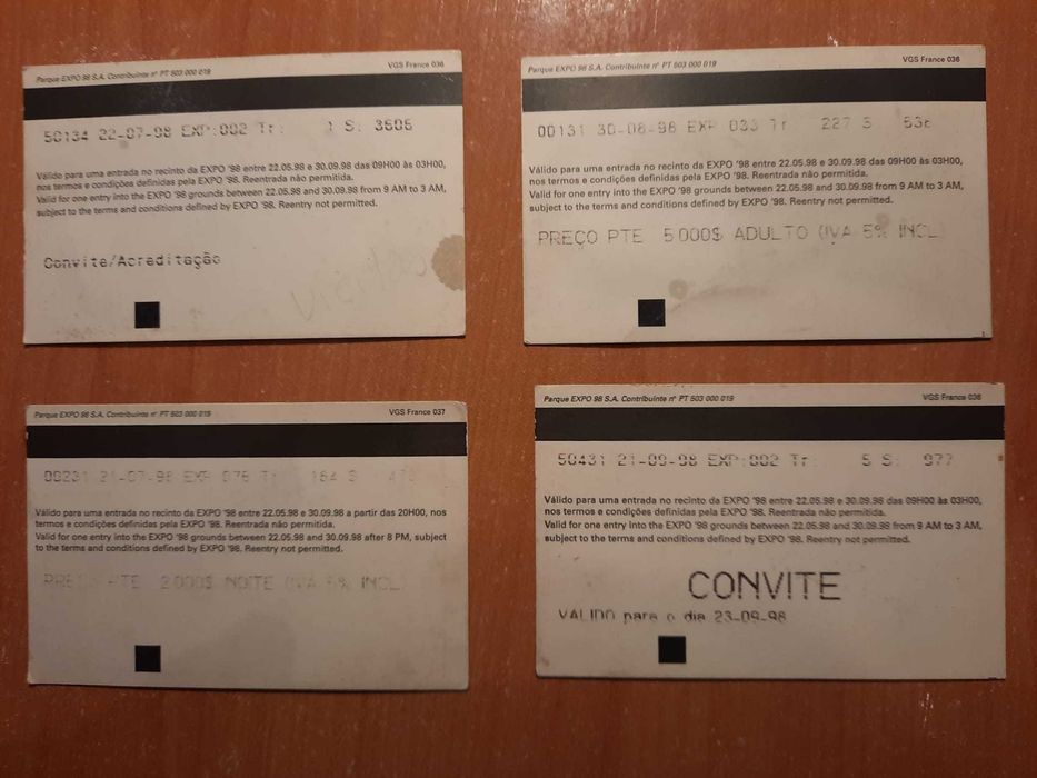 4 Bilhetes EXPO 98