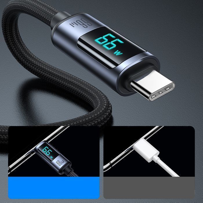 Kabel USB-C Joyroom S-AC066A16 66W z Wyświetlaczem Led - Czarny