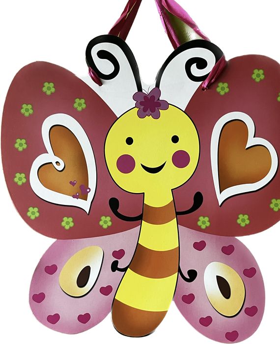 Stylowa Torebka Prezentowa dla Dzieci z Motywem Motylka i Brokatem