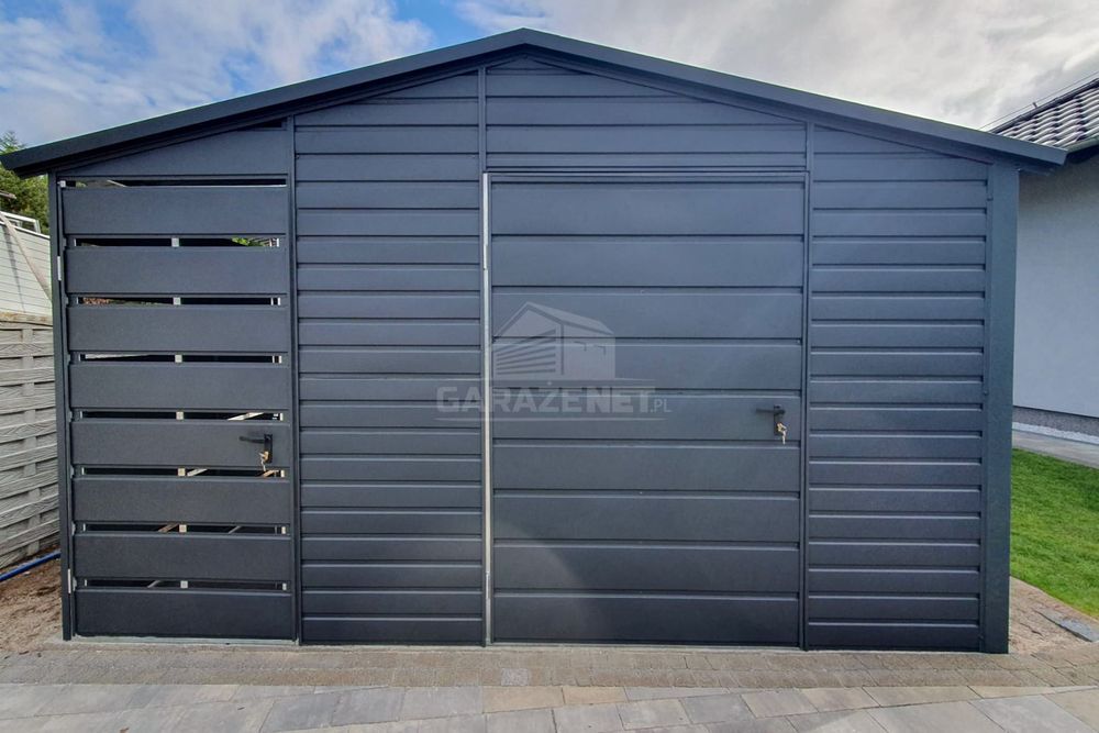 DOMEK OGRODOWY 2,5X2,5M Wiata 0,9X2,5M Antracyt Dach Dwuspadowy Gb470